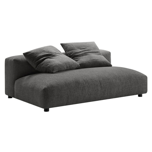 Solace Modular Upholstered Fabric Armless Loveseat in Charcoal