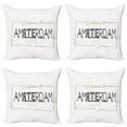 thumbnail image 1 of Amsterdam Throw Pillow Cushion Case Pack of 4, Welcoming Cursive Typography and Hearts on a Plain Background, Modern Accent Double-Sided Print, 4 Sizes, White Charcoal Grey, by Ambesonne, 1 of 2