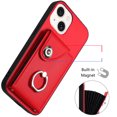 thumbnail image 4 of Allytech Wallet Case for Apple iPhone 13 Mini with Ring Holder Stand, Vintage Premium PU Leather 8 Cards Slots Shockproof Bumper Anti-Scratch Magnetic Closure Case Cover for iPhone 13 Mini,Red, 4 of 6