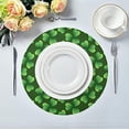 thumbnail image 3 of GZHJMY St Patrick's Day Clover Round Placemasts Set of 4, Non-Slip Heat Resistant Place Mats Washable Kitchen Dining Table Mats, 15.4", 3 of 5