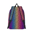 thumbnail image 3 of Daiia Leopard Neon Rainbow Gradient Vintage Canvas Backpack for Men and Women ,Hiking Backpack,Travel Laptop Bag for School,Large Capacity Backpack, 3 of 8