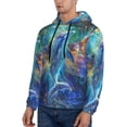 thumbnail image 3 of Pofeuu Colorful Winged Dolphin Print Mens Casual Hooded Collar Drawstring Hoodies Pullover Sweatshirts Casual Long Sleeve Shirts-X-Large, 3 of 7