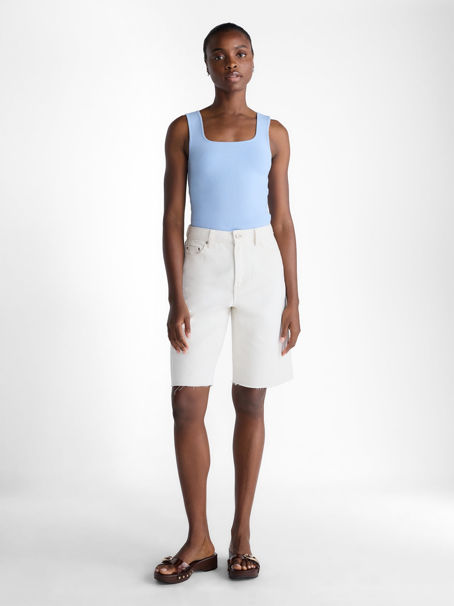 Scoop Women's and Women's Plus Denim Bermuda Shorts, Sizes 0-26W