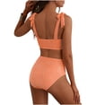 thumbnail image 4 of HOMBOM Swimsuit for Women Bikini Swimwear Striped Two Piece Vacation Orange High Waisted Young Womans Bathing Suit, 4 of 6