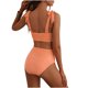 thumbnail image 4 of Trajes de baño para mujer, traje de baño de bikini de tirantes sin espalda de color liso para mujer, conjunto de bikini con bloques de color y hombros descubiertos, trajes de baño para mujer, trajes d, 4 of 6
