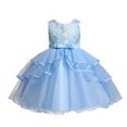 thumbnail image 4 of JUMEYU Baby Birthday Dress Vintage Off The Shoulder Flower Girl Dress Lace Embroidery Little/Big Girls Wedding Bridesmaid Holiday Ballgown 3T 4T (Blue,3-4 Years), 4 of 5