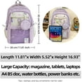 thumbnail image 7 of Kawaii Backpack Double Shoulder Bag with Cute Star Removable Pouch Small Clear Front Pocket Large Capacity Fits 16" Laptop Dopamine Colors Daypack (Pink), 7 of 7