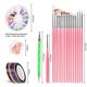thumbnail image 2 of Diseñador de bolígrafos, herramienta de arte de uñas con 15 pinceles para pintura de uñas, herramienta de puntos para uñas, lámina de uñas, cinta para manicura, diamantes de imitación de color compati Afortunado Sencillez, 2 of 5