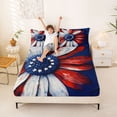 thumbnail image 3 of Manfei Oil Painting Daisy Queen Sheets, July 4th Gift Queen Sheet Sets, Red White Blue, Navy Reversible 4-Piece (1 Flat Sheet, 1 Fitted Sheet and 2 Pillowcases), 3 of 6