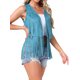 thumbnail image 4 of INSPIRAR CHIC Chaleco de Mujer con Flecos, Abierto, Estilo Occidental, Vintage, de Ante Sintético con Borlas, Azul Brillante, XS, 4 of 6