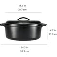 thumbnail image 4 of Cocotte Ronde en Fonte Pré-Assaisonnée avec Couvercle et Doubles Poignées, Robuste et Grande, 7 Pintes, Noir, 4 of 5