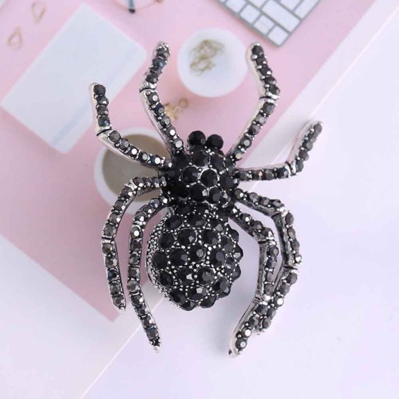 Eosunjian Vintage Women Rhinestone Inlaid Spider Brooch Pin Bag Badge Lapel Jewelry Gift