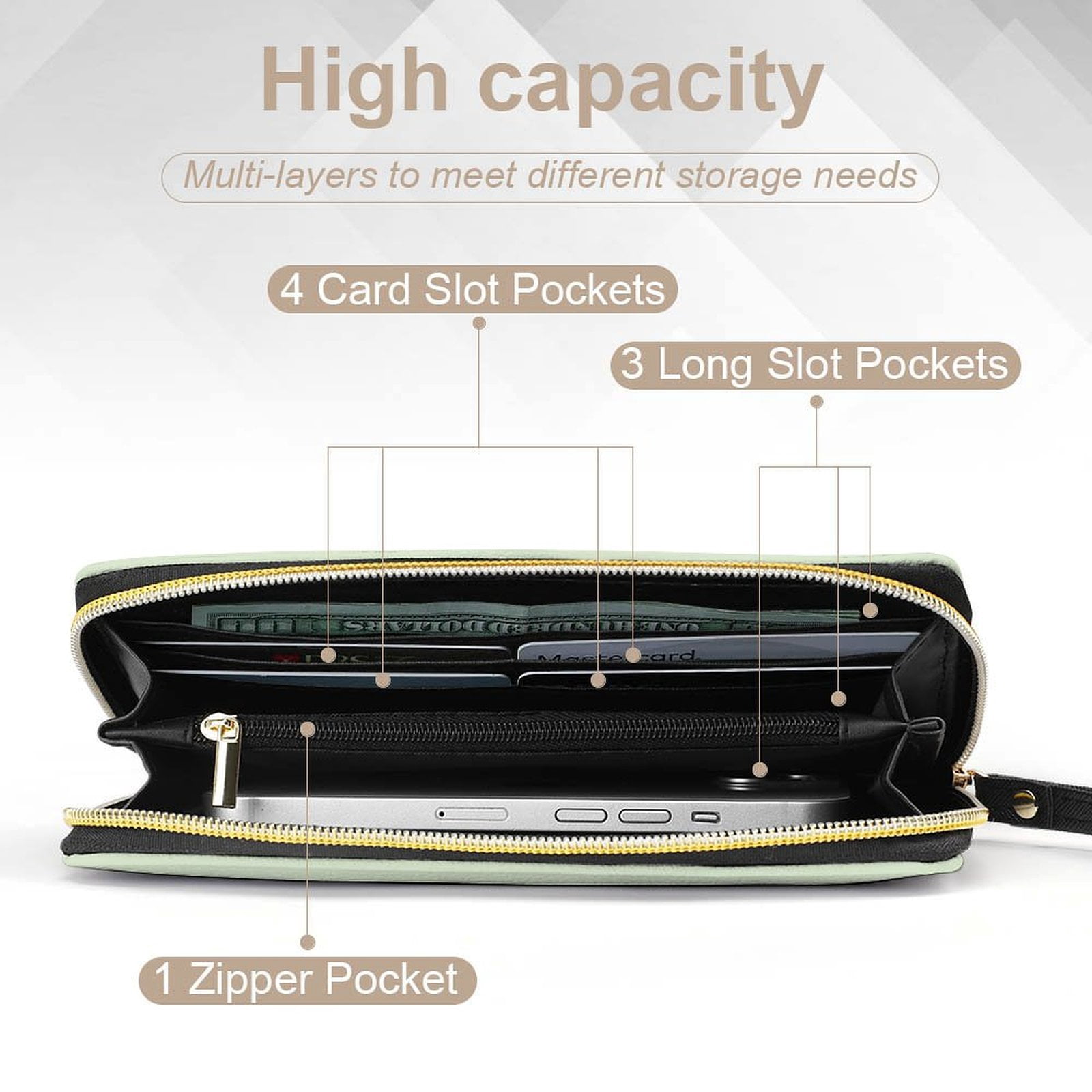 Womens Wallet Bifold Ladies Cluth Bag Wristlet Wrist Strap Long Purse Cute Frog Design