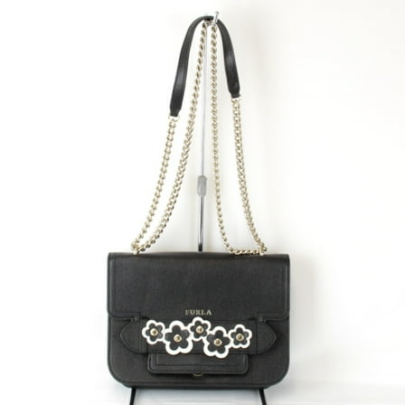 Pre-Owned Furla Chain Shoulder Bag Leather Black Women's (Good)