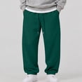 thumbnail image 5 of Dwellite Baggy Sweatpants for Men Wide Leg Joggers with Pockets Drawstring Elastic Waist Y2K Gym Workout Trousers Dark Green 3XL, 5 of 6
