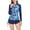 Blue, variant on Previn Women's 2 Piece Rash Guard Long Sleeve Swimsuit Zipper Beach Zip Chic Zip Front Rashguard Boyshort Shorts Bathing Suit Flower 6
