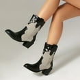 thumbnail image 4 of Mostsola Cowboy Boots for Women Pointed Toe Pull on Heel Denim Western Cowgirl Ankle Boots, 4 of 7
