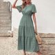 thumbnail image 5 of Vestido largo de manga corta con cuello redondo y estampado informal de verano para mujer a la moda Fridja qw2537, 5 of 7