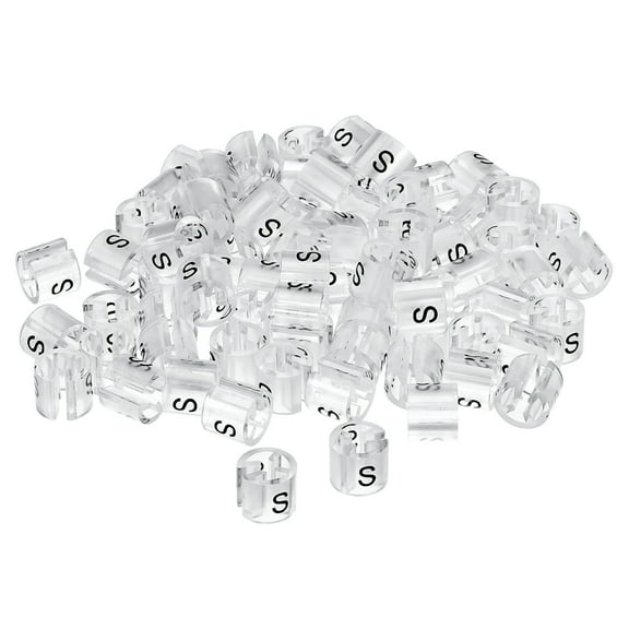 160pcs Clothes Hanger Markers S Size Tags, Fit 3.5mm Rod Garment Color Label for Clothing Hangers, Transparent