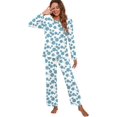 thumbnail image 4 of Women's Long Sleeve Sleepwear Soft Crew Neck Pyjama Set,Fp-white Blue Circle, 4 of 5