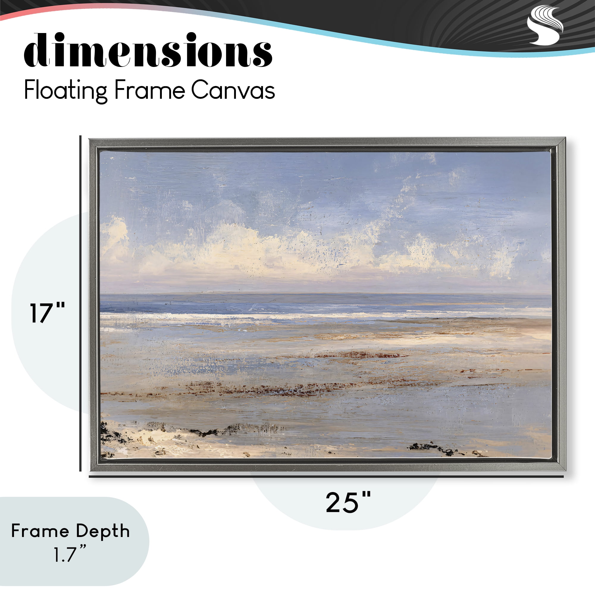 Stupell Industries Rustic Ocean Horizon Impression Gray Framed Floater Canvas Wall Art, design by Jacky Ngan