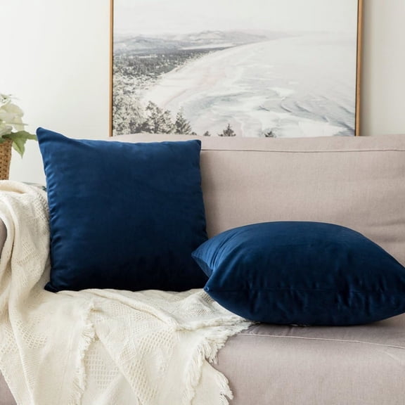 Throw Pillow Covers 18x18 Inch Pack of 2 Dark Blue | Soft Decorative Pillow Covers, Home Decor, for Couch Chair Sofa Bedroom Livingroom