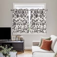thumbnail image 5 of Farmhouse Black Kitchen Curtains Short 45 Inch Length, Vintage Flower Leaf Botanical Plant Grommet Top Bedroom Living Room Curtains, Light Filtering Cafe Curtain Drapes 2 Panels Set 84''x45'', 5 of 9
