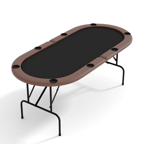 Garderth Foldable Poker Table,Oval Poker Table,8 Player Poker Table,71" Texas Holdem Table With Cup Holders,Portable Casino Leisure Card Board Game Table For Home Game Room
