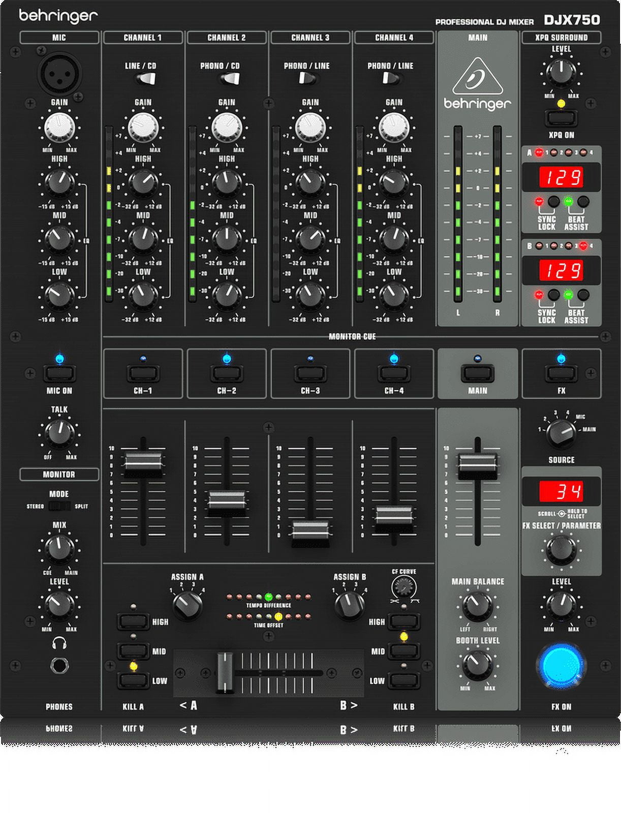 Behringer DJX750 Professional 5-Channel DJ Mixer w/ Advanced Behringer DJX750 Professional 5-Channel DJ Mixer w/ Advanced