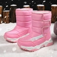 thumbnail image 2 of Miluxas Boys Girls Snow Boots Waterproof Hook and Loop Mid Calf Faux Lining Winter Shoes for Little/Big Kids Pink 2.5(37), 2 of 6