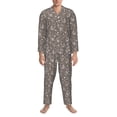 thumbnail image 3 of Fuzoiu Retro Bunny Print Men's Long-Sleeved Pajama,Lounge Button Down Nightwear,Mens Notch Collar Pajama Set -X-Large, 3 of 7