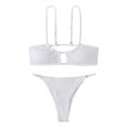 thumbnail image 2 of Neinkie Femmes Spaghetti Sangle Bandeau Lacet Taille Haute 2PCS Bikini Ensemble Simsuit, 2 of 7