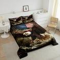 thumbnail image 4 of Erosebridal US Flag Bedding Twin Comforter Set, Ocean Eagle Print Down Comforter, Wooden Planks Decor, Reversible, 4 of 7