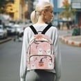 thumbnail image 7 of FORMRS Mini Backpack Purse for Women Quilted Travel Daypack Casual Shoulder Bag, Pink Halloween Ghosts, 7 of 7