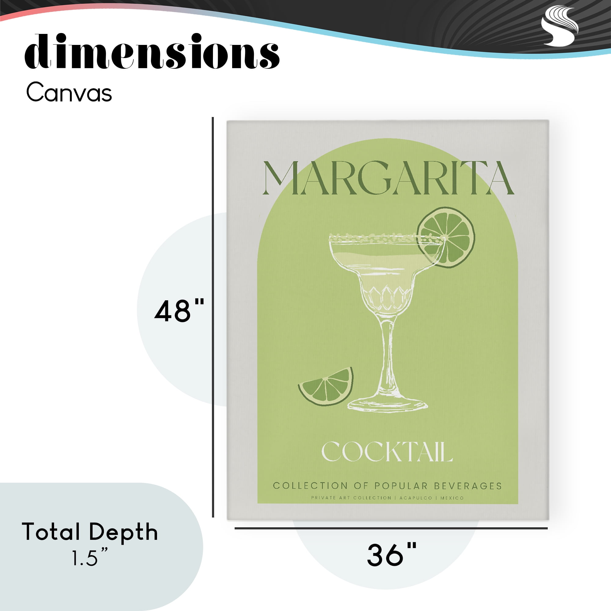 Stylish Retro Margarita Canvas Wall Art, design by Lil' Rue