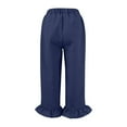thumbnail image 5 of HongQid Womens Summer Capri Pants Elastic Waist Cotton Linen Yoga Cropped Pants Ruffle Hem Trousers, 5 of 6