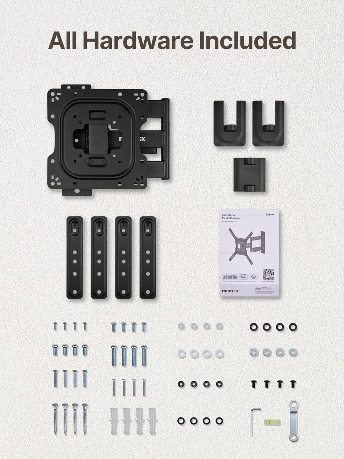 monTEK Full Motion TV Wall Mount for 23–65 Inch Flat & Curved TVs, Swivel & Tilt Articulating TV Bracket, VESA 75x75 to 400x400mm, Holds up to 77 lbs, Single Stud, Black