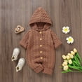 thumbnail image 2 of Sngxgn Baby Girls Ruffle Bodysuit Solid Long sleeved Onesie Casual Plain Blouse Romper(Coffee,86), 2 of 9