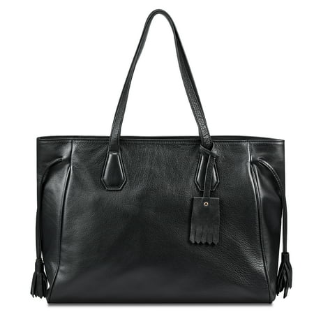 Kattee - Kattee Women&#39;s Soft Leather Briefcase Tote Shoulder Bag Fits 15&quot; Laptop Black - www.waterandnature.org