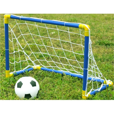 Football Post - Folding Mini Football Soccer Goal Post Net Set with Pump Kids Sport Indoor Outdoor Games Toys Child Birthday Gift Plastic