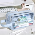 thumbnail image 2 of Bcylexb Front Pencil Case with Handle, Zipper Pencil Pouch with Transparent Window Large Capacity Stationery Bag for Teens Student Classroom Cosmetic Organizer, 2 of 7