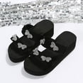 thumbnail image 6 of Aueoeo Women Rhinestone Slope Heel Open Toe Bow-Knot Slippers Clip-Toe Shoes Comfy Sandals Casual Comfortable Beach Sandals Flip Flop Shoes Cute Comfortable Non Slip Outdoor Slippers, 6 of 9