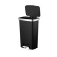 thumbnail image 3 of Hometrends 45 Litre Plastic Kitchen Step Trash Can, Black with Stainless Steel accents, Soft close lid, Slim rectangular design, 3 of 6