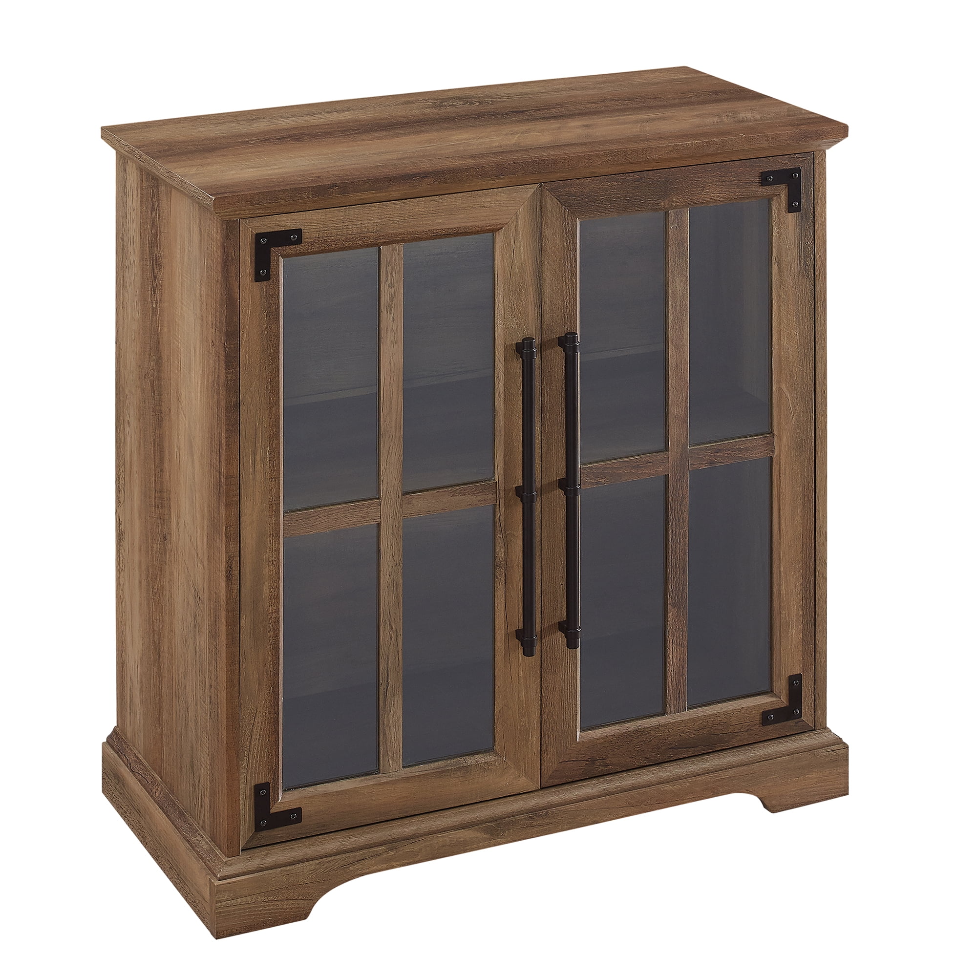 Walker Edison Farmhouse Glass Door Accent Cabinet Reclaimed