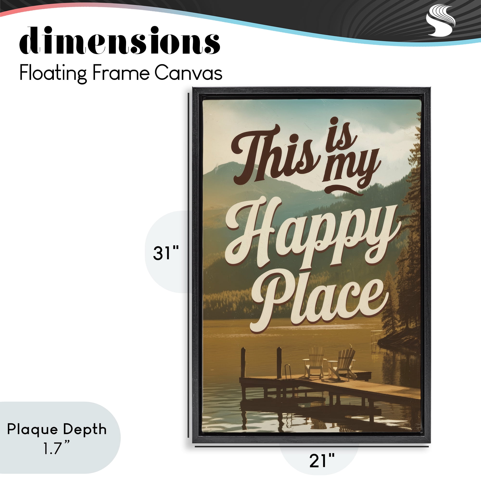 Stupell Industries Vintage My Happy Place Black Framed Floater Canvas Wall Art, design by Andreas Magnusson