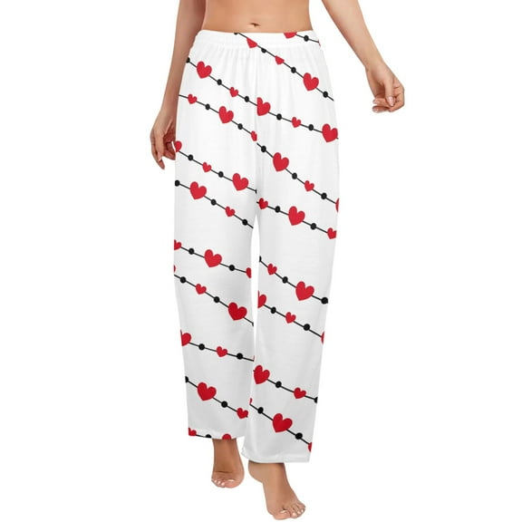Ladies Sleeping Pajama Pants - Heart Lines - Women's Pajamas - XS