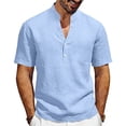 thumbnail image 5 of XAOFW Men's Summer Shirts Casual Short Sleeve Breathable Button Down Shirt Relaxed Fit Placket Shirts For Outdoor And Daily Wear Comfortable Tops S, 5 of 9