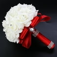 thumbnail image 2 of Kmbangi Artificial Wedding Bride Bouquet Romantic Handheld Bridesmaid Flower with Ribbon, 2 of 9