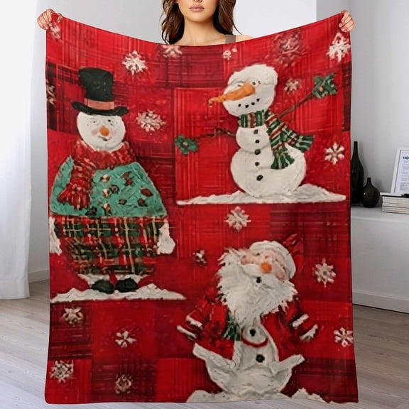 RKSupls Christmas Throw Blanket,Soft Flannel Snowman Blanket, Fuzzy Warm Cozy Winter Blanket for Couch Bed Home Decor,30x40 in