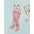 thumbnail image 3 of Cenuakty Infant Baby Girls Suspender Pantyhose, High Waist Lace Plain Rib Knitted Footed Leggings Tights, 3 of 8